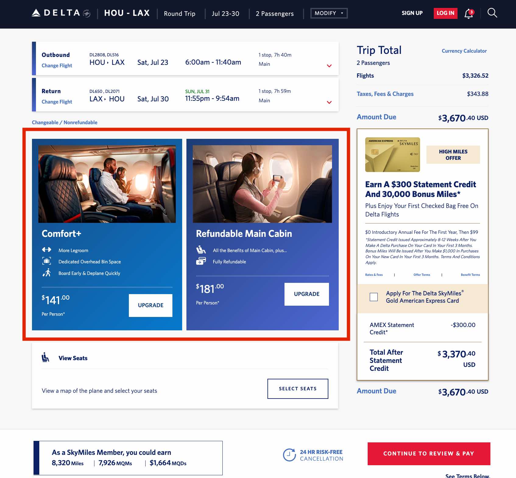 6 estratégias para pequenas empresas 1 como fazer upsell-exemplos-delta-airlines