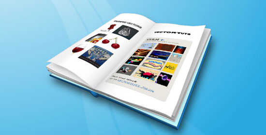 Crie um livro aberto com a ferramenta 3D Extrude & Bevel do Illustrator - visualização.