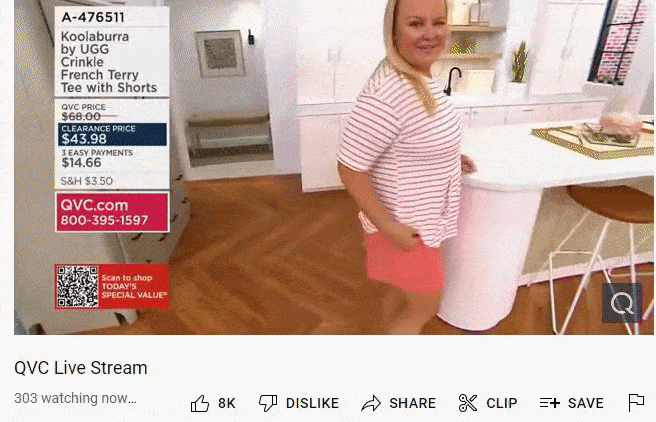 Transmissão de compras ao vivo no QVC